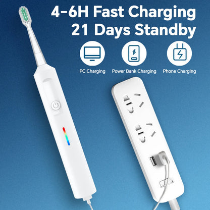 2in1 Rotating & Sonic Dual Modes Rechargeable Electric Toothbrush - 6 Heads, 3 Modes & Timer, Compatible with Oral B Brush Head