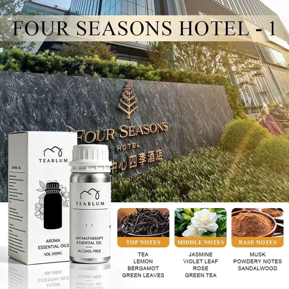 TEABLUM 100ML Aromatic Hotel Essential Oil Hotels Home Air Freshener Pure Plant Essential Oil Alcohol Free for Electric Diffuser