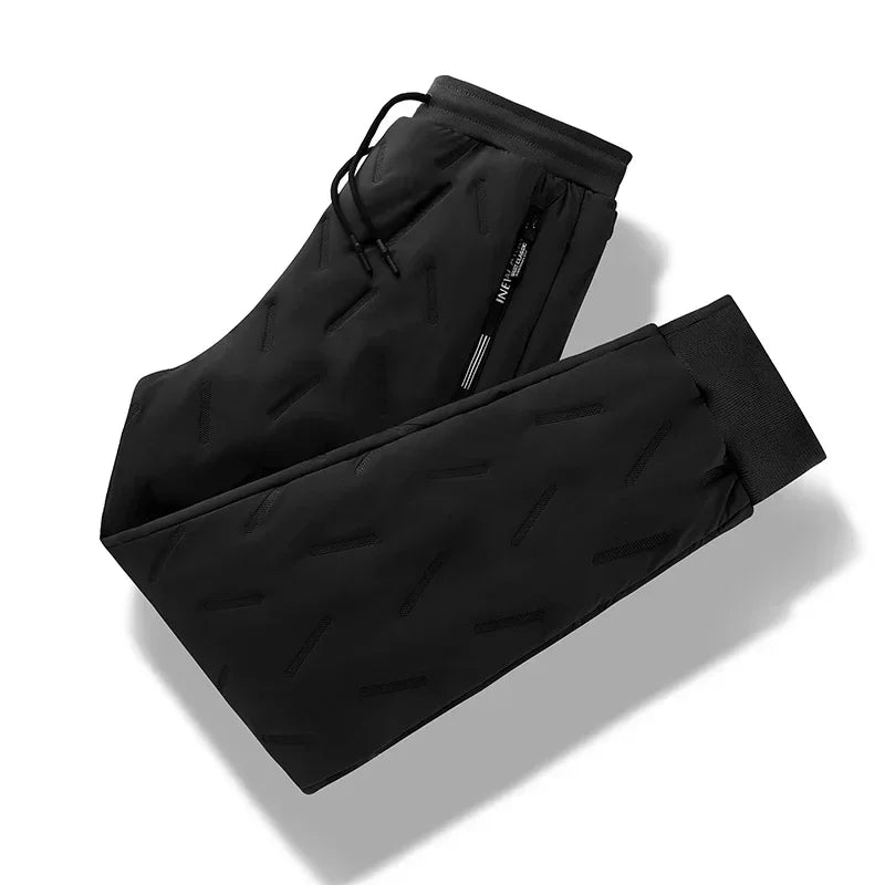 Feather Trendy Winter High-quality Thick Cotton Pants with High Elasticity Breathability Men Comfortable Warm Casual Pants Keep