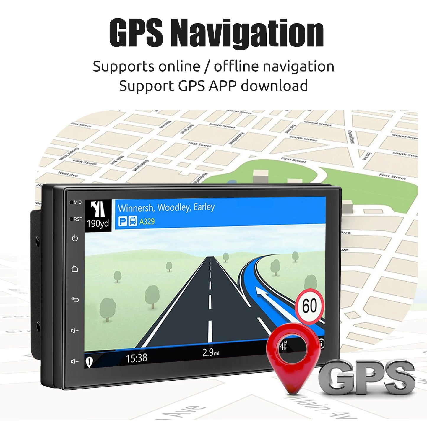 ESSGOO 7" Car Stereo Radio Double 2DIN Android 14 CarPlay Touch Screen 4+64G GPS Navigation Wifi FM/RDS Bluetooth SWC DVR&Camera