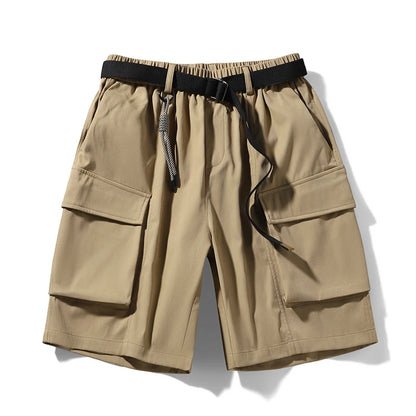 New Streetwear Men's Cargo Shorts Summer Loose Fit Multi Pocket Tactical Workwear Shorts Men Korean Casual Five-Point Work Pants