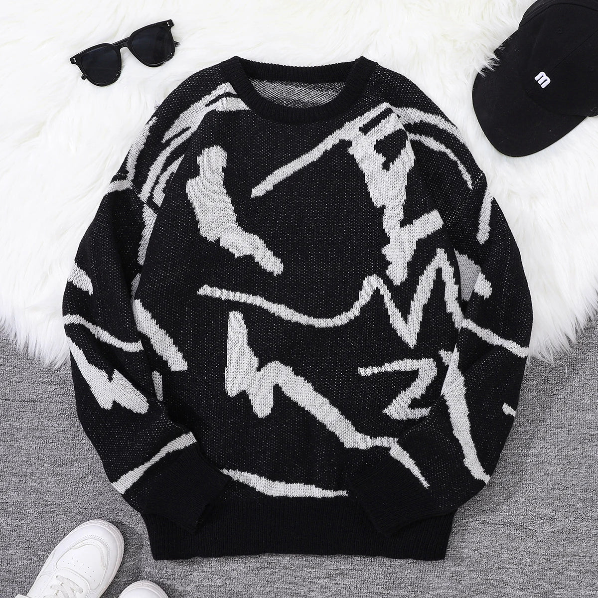 Unisex Sweaters, Casual and Comfortable with Dropped Shoulders, Autumn and Winter Knitwear, Soft Regular-Fit Long-Sleeved Crew Neck Pullovers, Suitable for Everyday Wear, Unisex Tops for Going Out, Men's Knit Pullovers