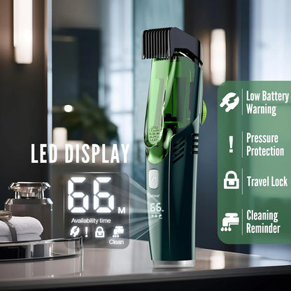 Hatteker Cordless Beard Trimmer Men Rechargeable Electric Shaver Built-in Vacuum Clipper for Mustache Sideburns IPX6 Washable