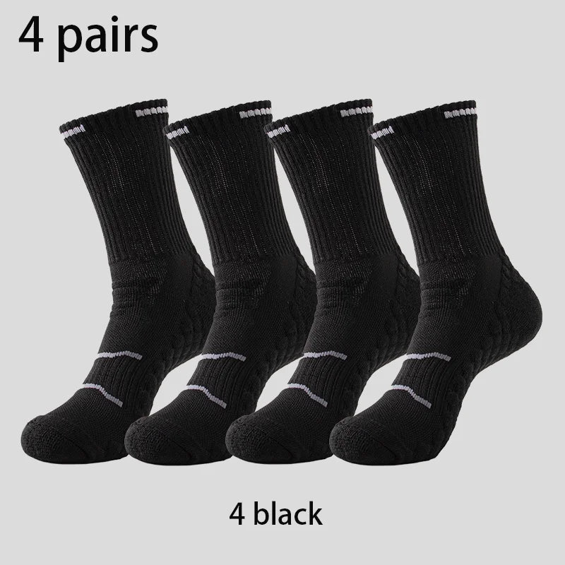 4 Pairs Pro Performance Sport Socks – Breathable, Cushioned, Anti-Slip for Running & Training