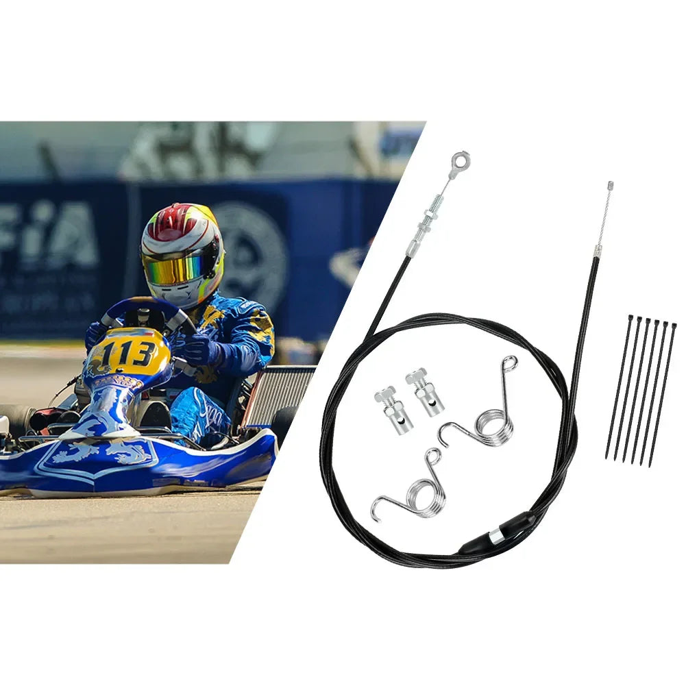 75 Inch Go Kart Throttle Cable Kit Compatible Engine Replacement Parts Stainless Steel Throttle Cable Kit 22*15cm