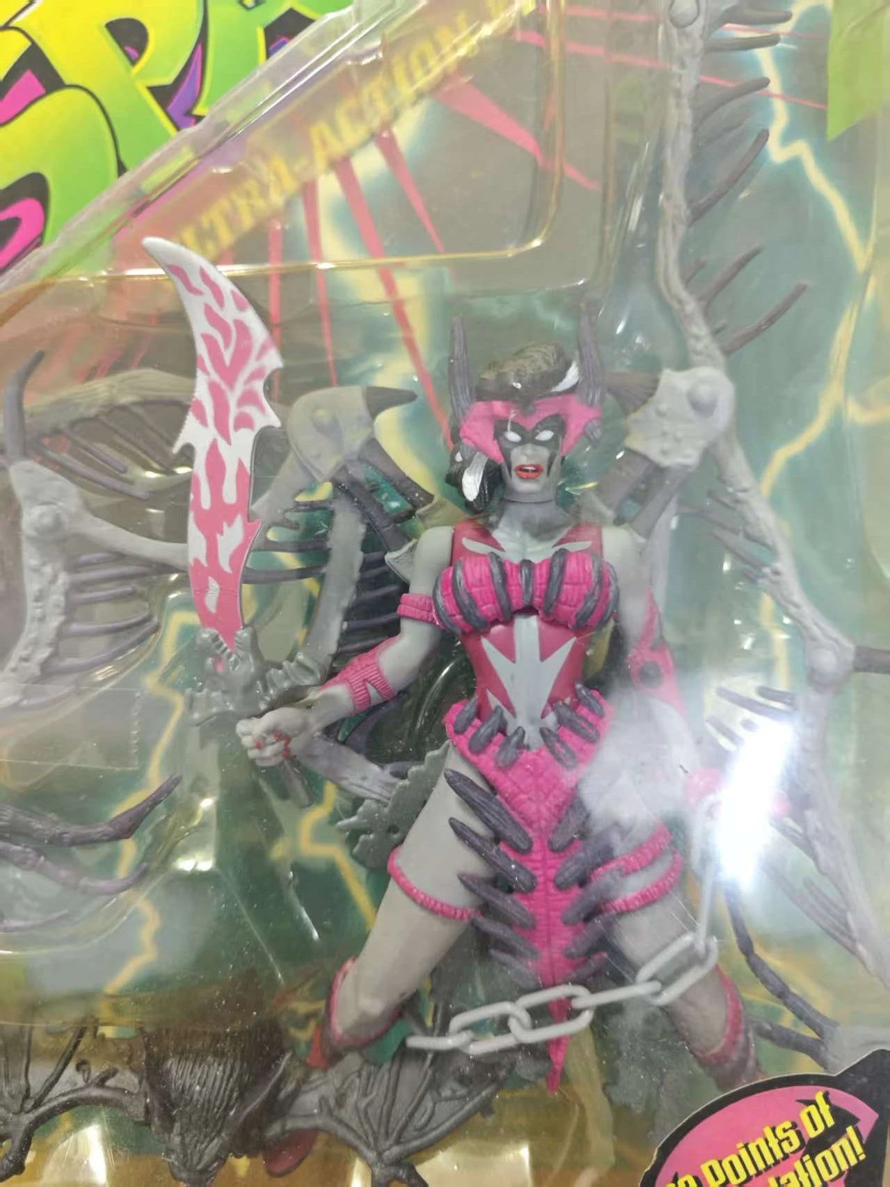 Vintage 1996 Spawn Series5 Widow Maker Grey Complete Action Figure, Rare Retro Collectible Toy For Hobby Fans