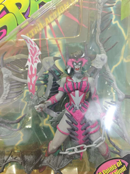 Vintage 1996 Spawn Series5 Widow Maker Grey Complete Action Figure, Rare Retro Collectible Toy For Hobby Fans