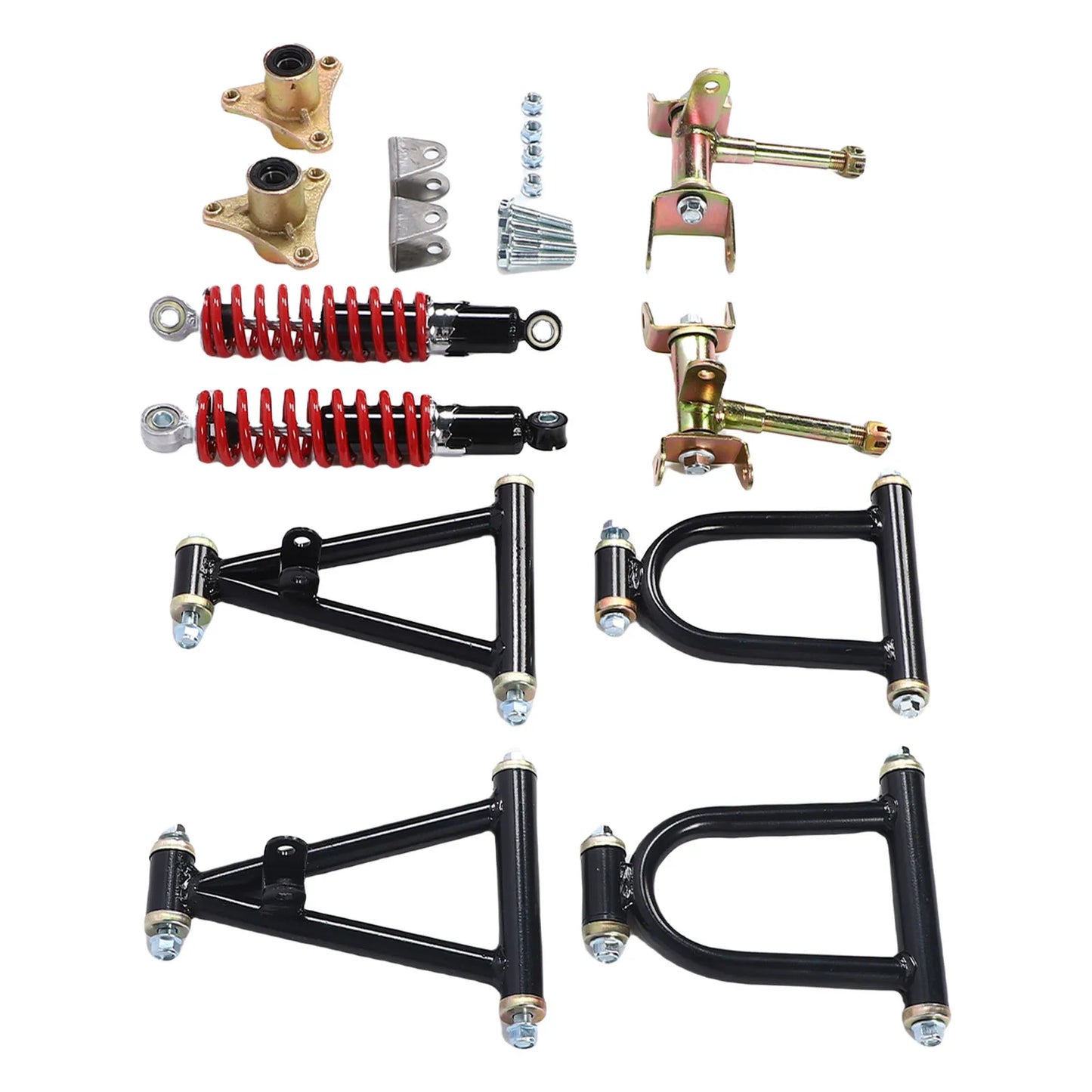 Front Suspension Arm Kit High Strength Enhanced Stability Comfort Upper and Lower Swingarm and Suspension Shock Kit for ATV Quad