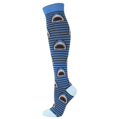 Sport Compression Stockings Funny Pattern Halloween ballon Dot Leg Pressure Running Cycling Multi Color Compress Socks