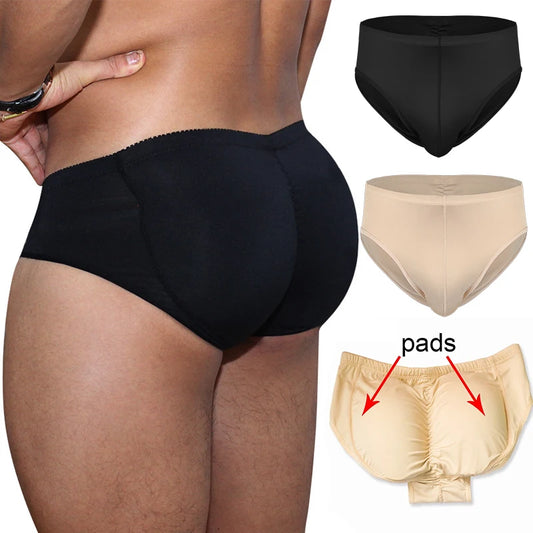 MISSMOLY Mens Padded Underwear Butt Enhancer Shapewear Butt Lifter Boxers with Detachable Pads