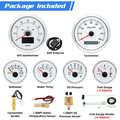 6 Gauge Set Digital GPS Speedometer Tachometer Fuel Gauge Water Temp Oil Pressure Voltmeter With Sensors For Boat Car Customized