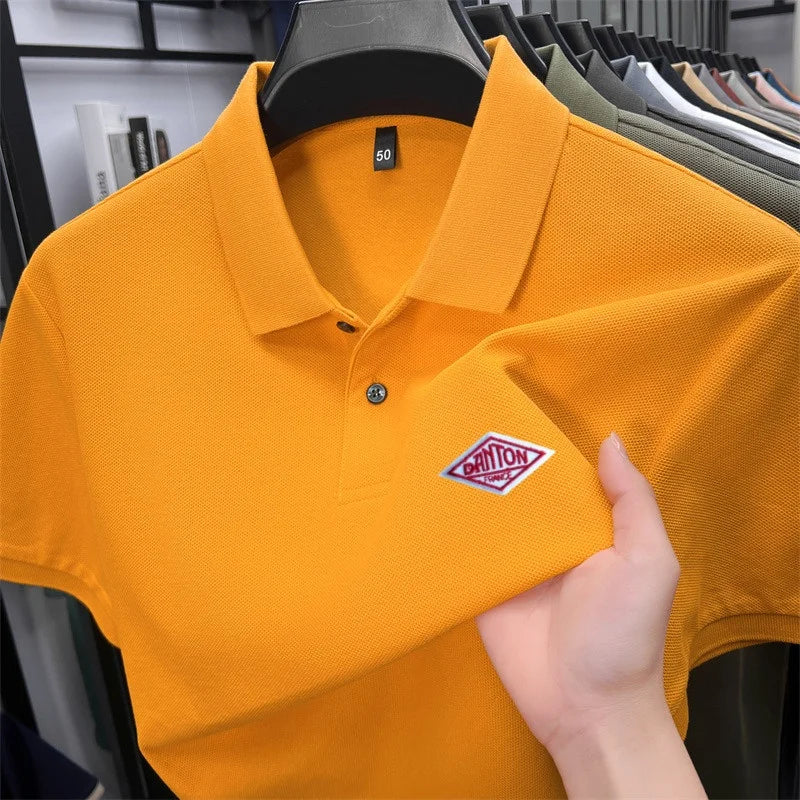 Men's 100% Cotton Polo Shirt -2026 Summer Fashion Casual Short Sleeve, Breathable Lapel Tee，27 Colors, Ideal for Golf and Sports