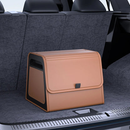 Car Trunk Organizer with 4-Point Magnetic Closure – PU Leather, Reinforced ABS Frame, Fits SUV, Sedan, and Home Use