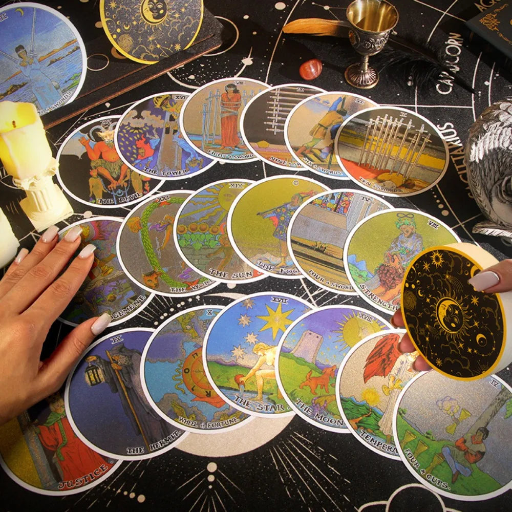 PVC Classic Learning of Plastic Circular Card Deck 10x10 Cm Tarot Games Waterproof 78 Pcs Cards