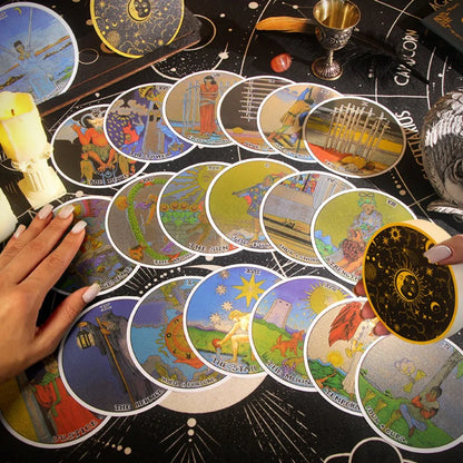 PVC Classic Learning of Plastic Circular Card Deck 10x10 Cm Tarot Games Waterproof 78 Pcs Cards