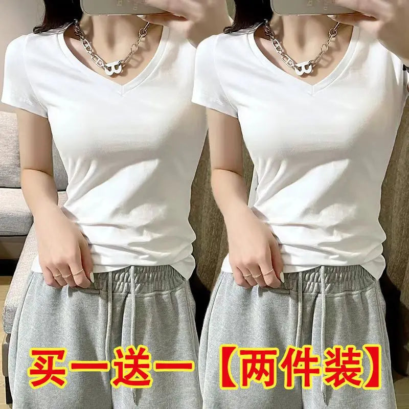 Summer Women's Slim Fit Short Sleeve T-Shirt Half Sleeve Base Shirt Versatile Base Layer Top Quality Polyester Fiber Commute ...