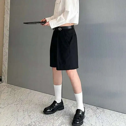 LUZHEN Summer New Solid Color Personality Elegant Five-point Pants Niche Design Original Stylish Korean Men Street Shorts LZ2856