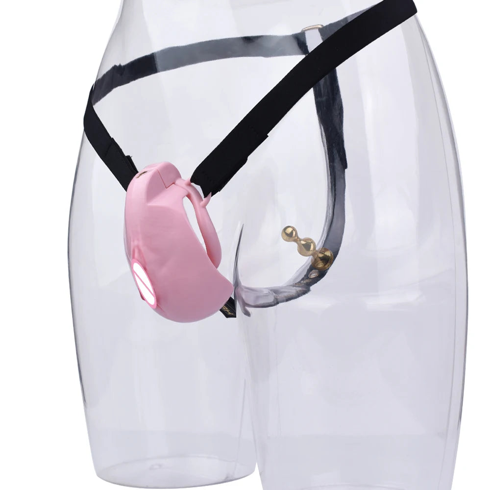 FRKO Real Pussy Labia Sissy Chastity Cage Set 정조대 4 Size Penis Ring Belt Lock Cock Anal Plug Pussy Worship Sex Toys For Men BDSM