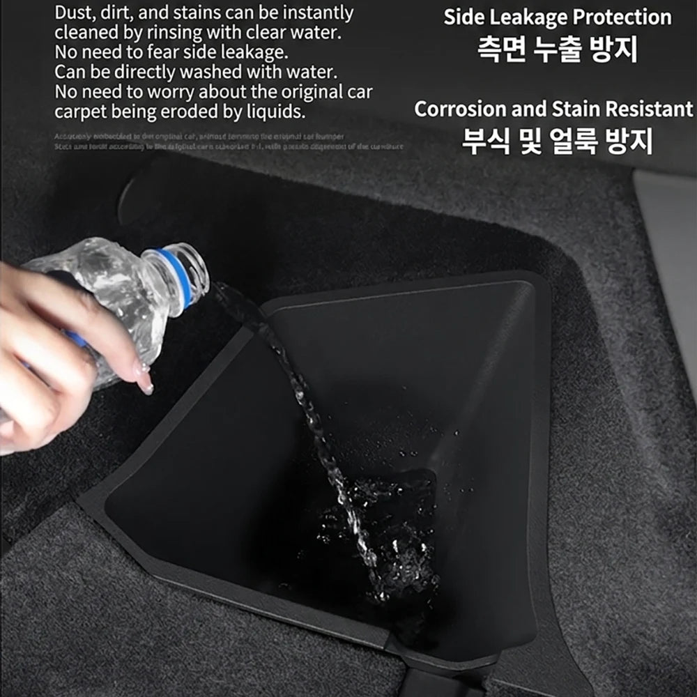 Trunk Side Storage Box Space Optimization Corrosion Resistant TPE Organizer Bins with Lids 1 Pair 2026 Tesla Model Y L LWB Trunk