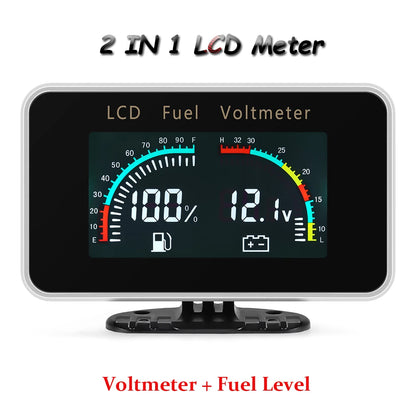 Multi-functional Car Truck LCD Meter 12v Digital Voltmeter / Water Temperature Gauge/RPM Tachometer/Oil Pressure Gauge 1/8NPT
