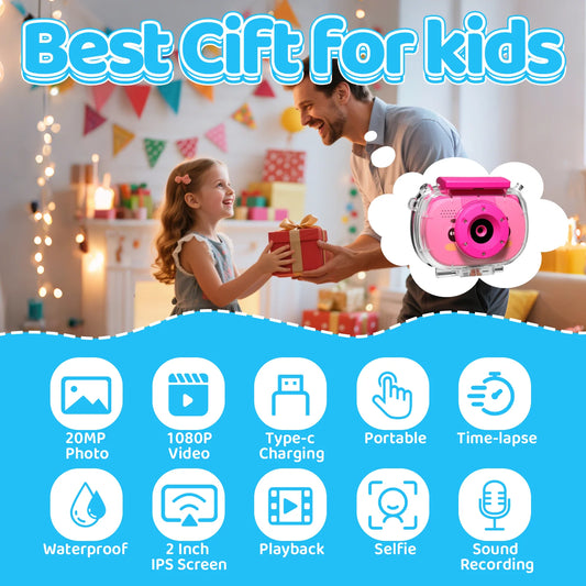 Kids Waterproof Camera 20MP Waterproof Underwater Digital Camera 1080P 10X Digital Zoom Screens Waterproof Digital Camera