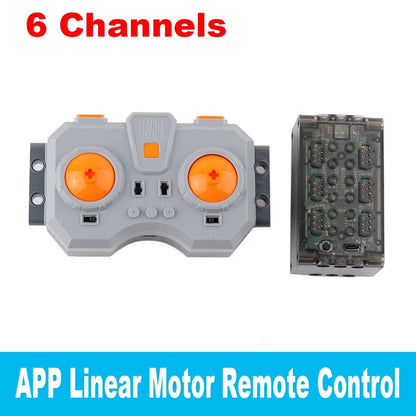 MOC Bluetooth Remote Control Set with Rechargeable Battery Box & App-Programmable Speed Control Building Blocks Motors