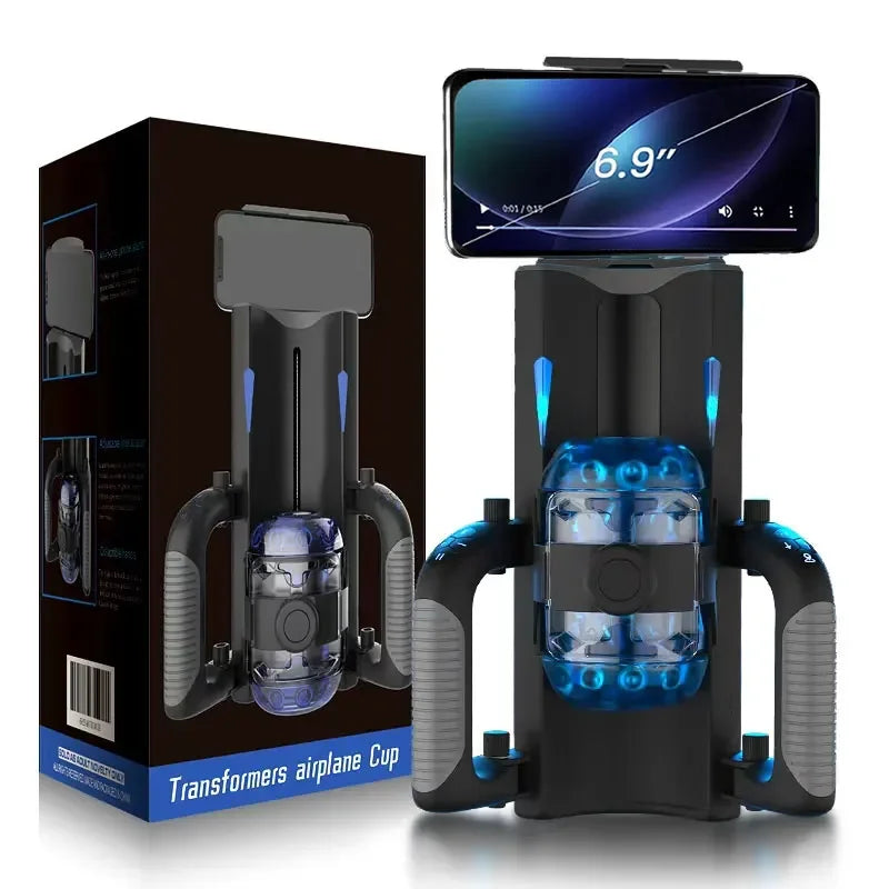 Fully Automatic Handle Masturbator 6-Segment Fixed-point Telescopic Male One-Key Burst Masturbation Cup Trainer Sex Toys for Men