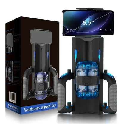Fully Automatic Handle Masturbator 6-Segment Fixed-point Telescopic Male One-Key Burst Masturbation Cup Trainer Sex Toys for Men