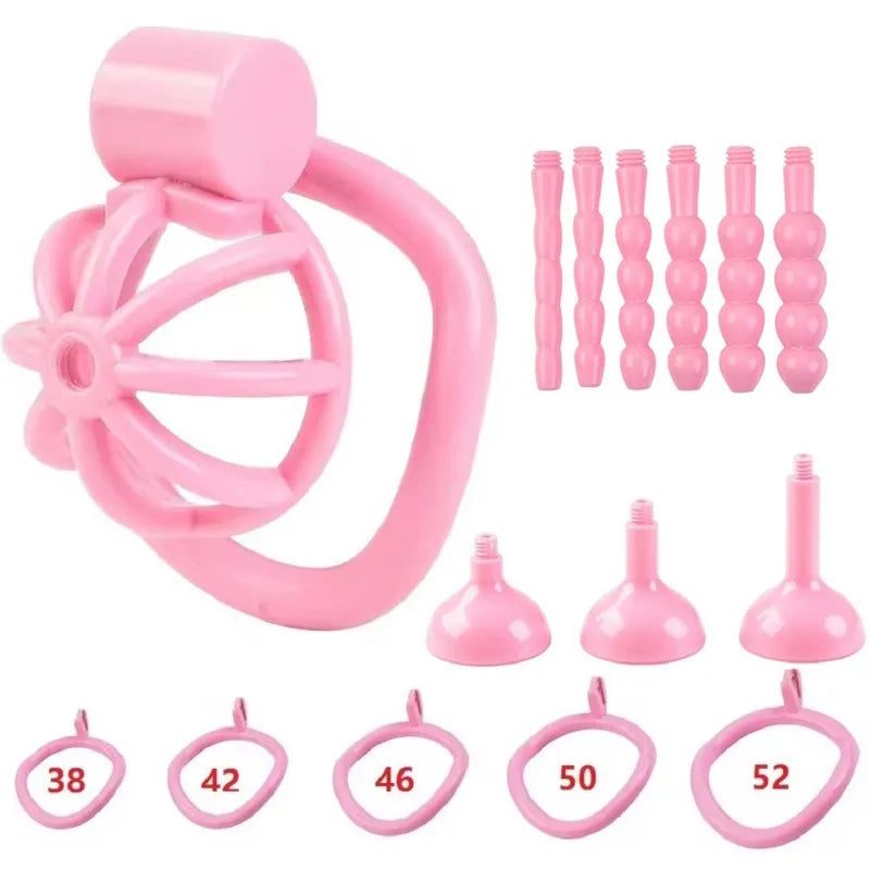 2026 Male Penis Chastity Cage Set Small Chastity Cage 5 Cock Rings With Urethral Sound Plug Penis Bondage Slave Man Sex Toy