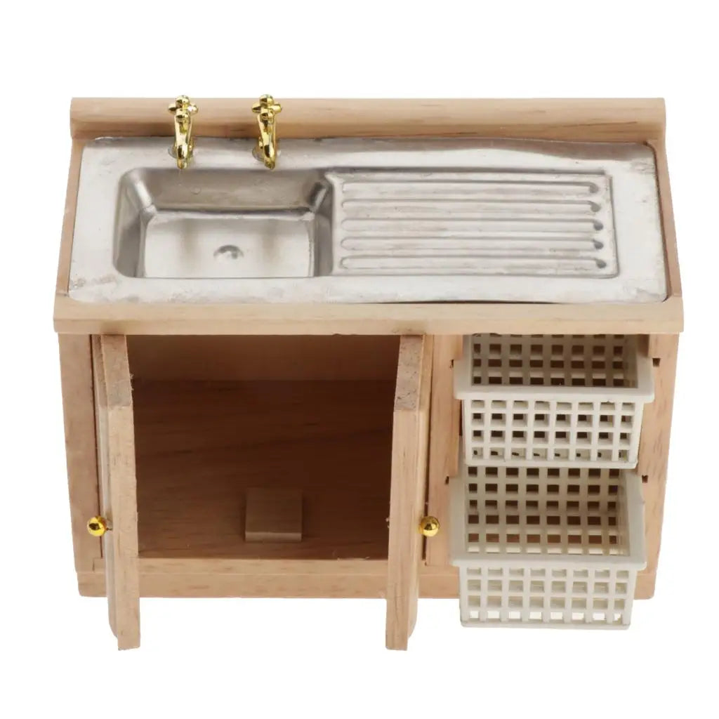 1:12 Dollhouse Mini Furniture Kitchen Cupboard Bathroom Wash Basin Cabinet Toys