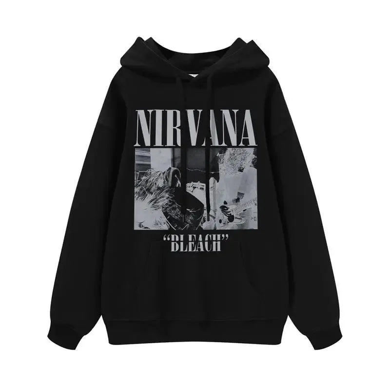 Classic Rock Band Nirvana Kurt Cobain Graphic Print Hoodie Men Women Loose Oversize Sweatshirt Streetwear Harajuku Wind Pullover