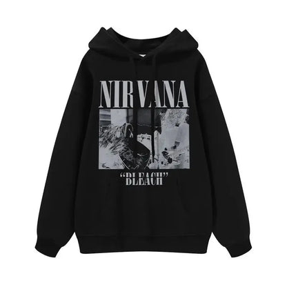 Classic Rock Band Nirvana Kurt Cobain Graphic Print Hoodie Men Women Loose Oversize Sweatshirt Streetwear Harajuku Wind Pullover