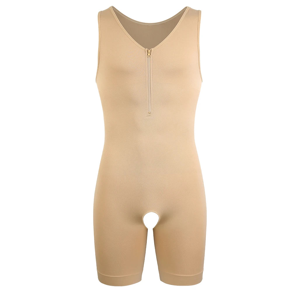 Men's Full Body Shaper Tummy Control Shapewear Slimming Compression Underwear With Zipper Bodysuit Undershirt Fajas Para Hombres