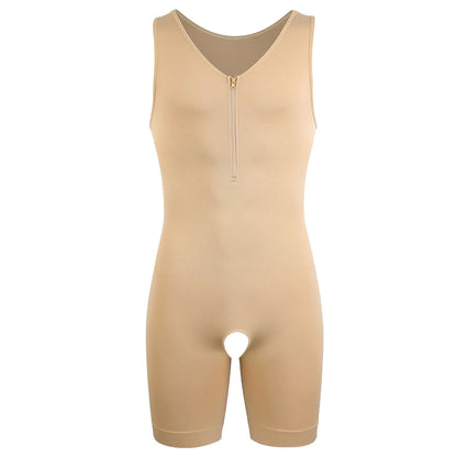Men's Full Body Shaper Tummy Control Shapewear Slimming Compression Underwear With Zipper Bodysuit Undershirt Fajas Para Hombres