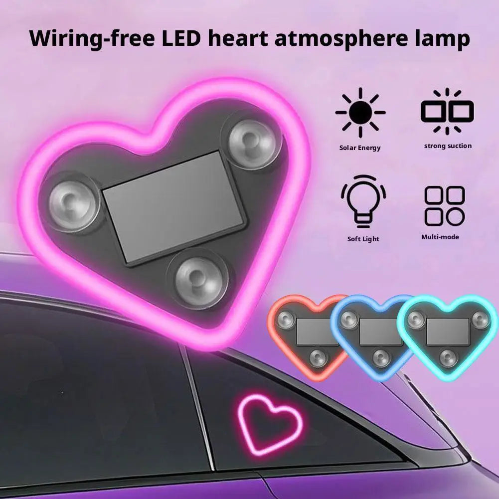 Car Triangle Window Heart Light Solar Triangle Window Heart-shaped Light Emitting Heart-shaped Atmosphere Light Car Parts