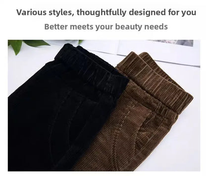 Autumn Winter Thiened Women's Casual Pants Lamb Velvet Harem Pants High Waist Straight Legged Fce Lined Mom Jeans Corduroy