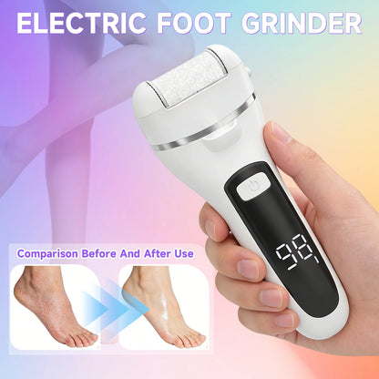 Rechargeable Electric Callus Remover Professional Pedicure Machine Foot File Grinder with 3 Heads for Dead Skin Removal