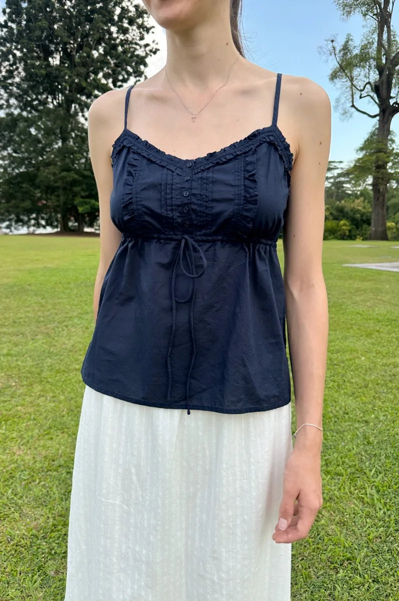 Brandy Melville Pure Cotton Three-Button Base Layer Vest Sweet Style V-Neck Sleeveless Tank Top for Women Spring Summer