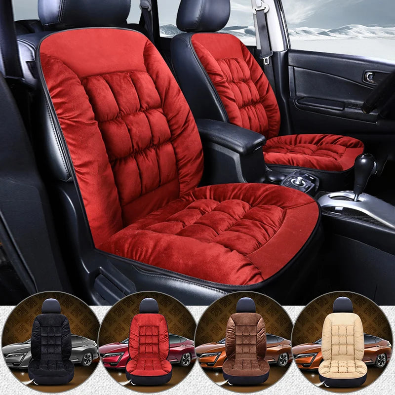 New Winter Luxury Car Seat Cushion 2025 Plush Plaid Thickening Warm Suv Universal Front Single Seat Cover Comfortable Breathable