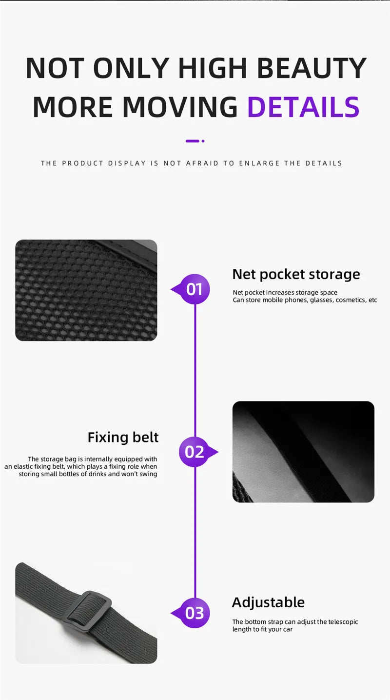 Car Seat Back Bag With Tissue Holder Car Seat Side Storage Bag Car Multifunctional Hanging Drink Holder Mesh Storage Pocket
