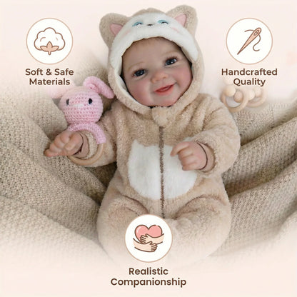 NPK 18inch Lifelike Reborn Baby Doll Newborn Full Body Cloth Skin Vivienne Multiple Layers 3D Painting Collectible Toy