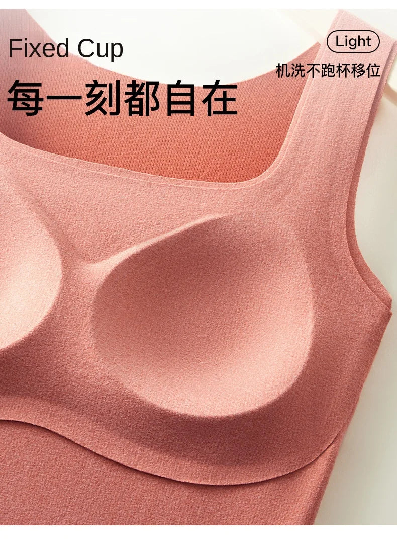 M-2XL For 40-75kg German Velvet Thermal Tank Top Women With Chest Pad Autumn and Winter Thickened Seamless Underwear