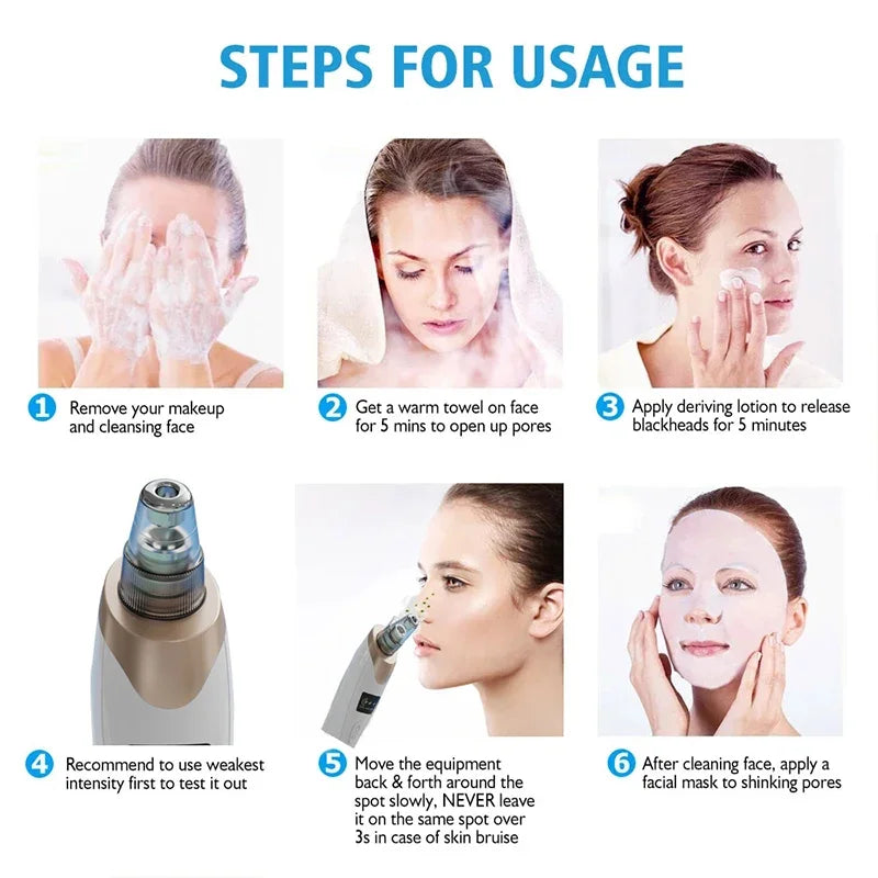 Electric Blackhead Remover Portable USB Facial Pore Cleaner Spot Acne Pimple Black Head 3 levels Clean Beauty Machine