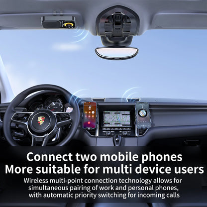 Bluetooth 5.4 Sun Visor Clip Handsfree Car Kit Wireless Audio Receiver MP3 Music Player Speakerphone with Button Support Siri