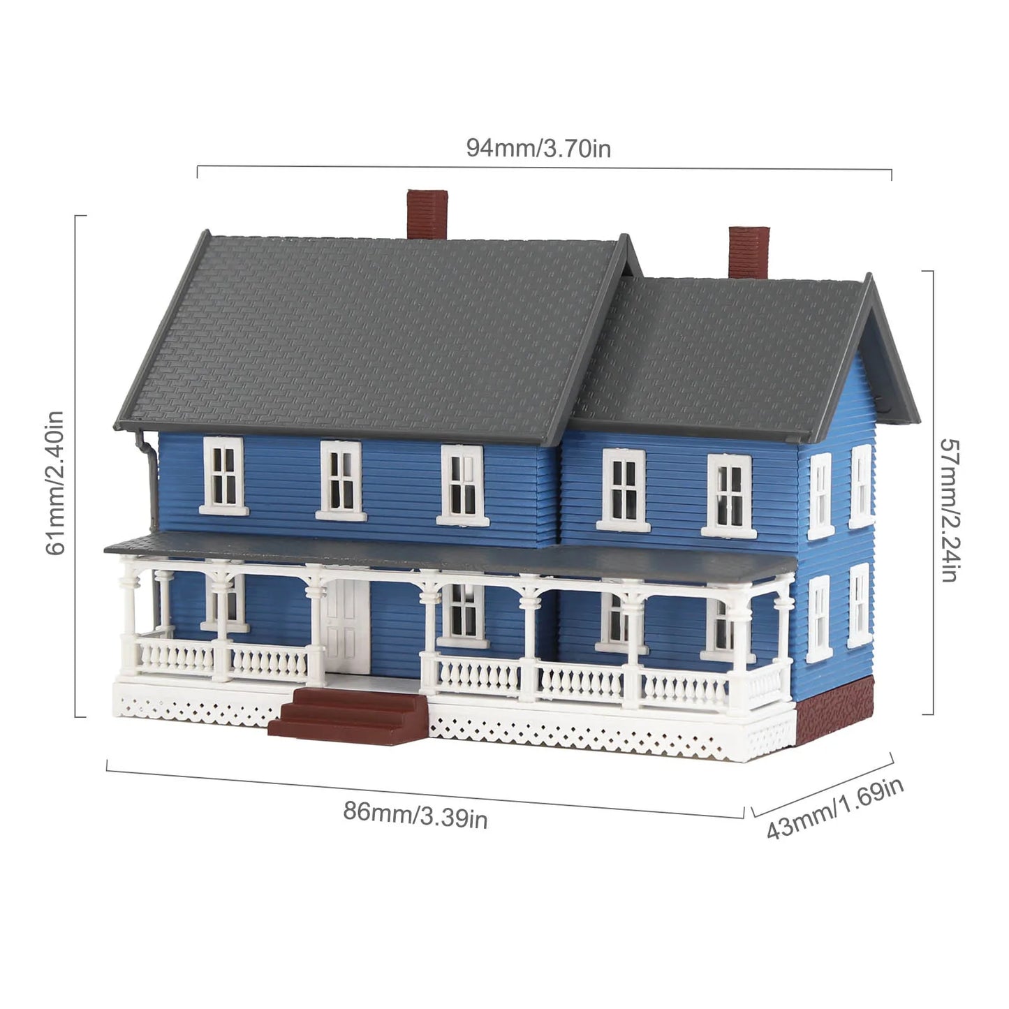 Evemodel N Scale Model Dwelling House Pre-built Painted Two-story Building