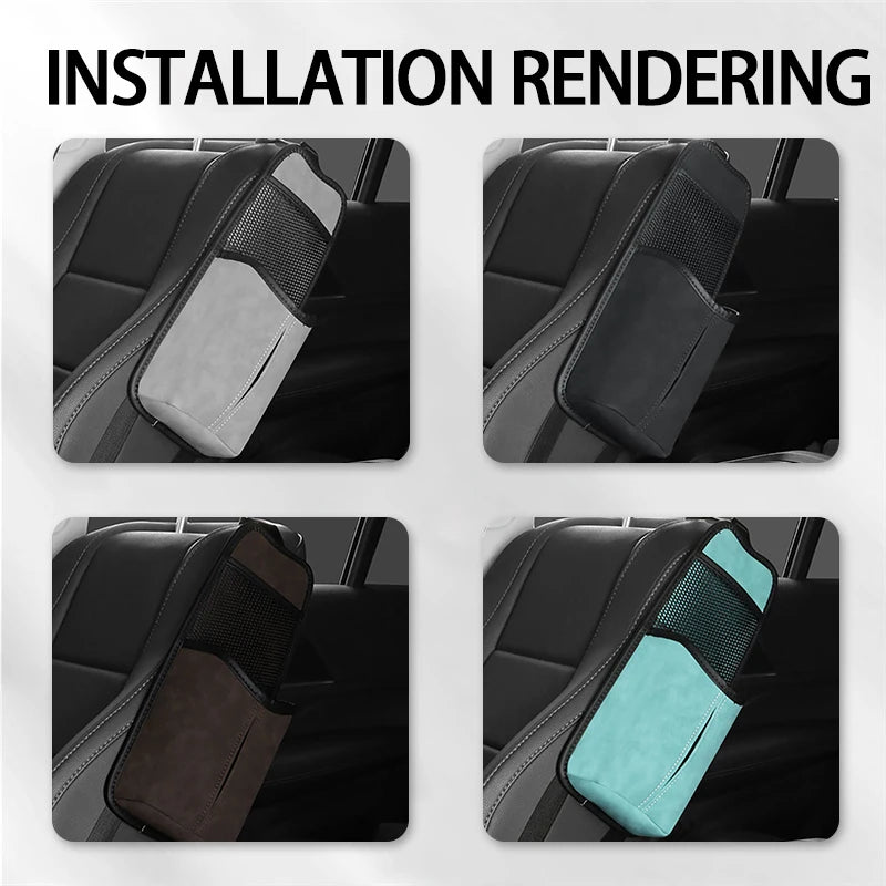 Car Seat Back Bag With Tissue Holder Car Seat Side Storage Bag Car Multifunctional Hanging Drink Holder Mesh Storage Pocket