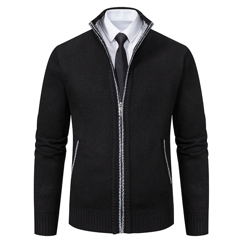 Product Name: Men's Knit Cardigan Sweater, Formal & Casual Outfit - Easy-Care Everyday Sweater Jacket, Winter Stand-Up Collar Fl