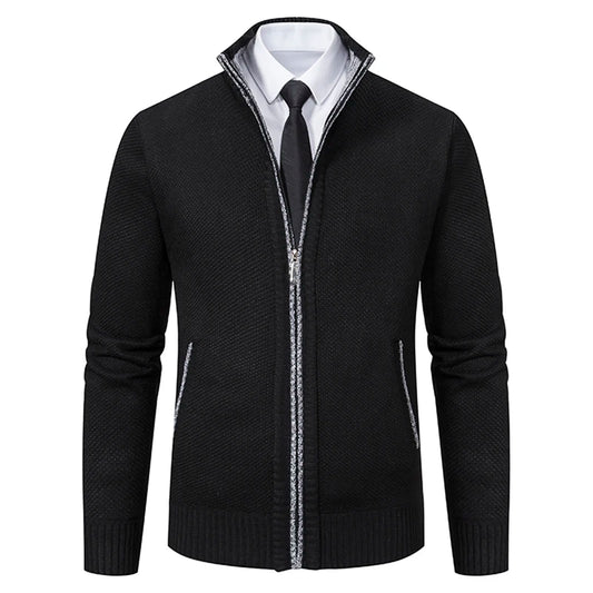 Product Name: Men's Knit Cardigan Sweater, Formal & Casual Outfit - Easy-Care Everyday Sweater Jacket, Winter Stand-Up Collar Fl