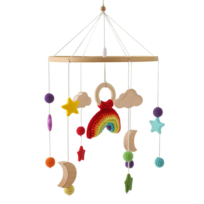 Baby Mobile Crib Bed Bell Musical Rattles Toys Soft Felt Cartoon Animal for Infants Nursery Mobiles Forest Animals Crib Toys