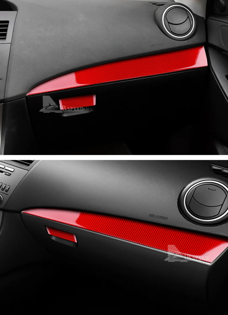 Real Soft Carbon Fiber For Mazda 3 2010 2011 2012 2013 Co-pilot Dashboard Holder Trim Interior Cover Sticker Car Accessories